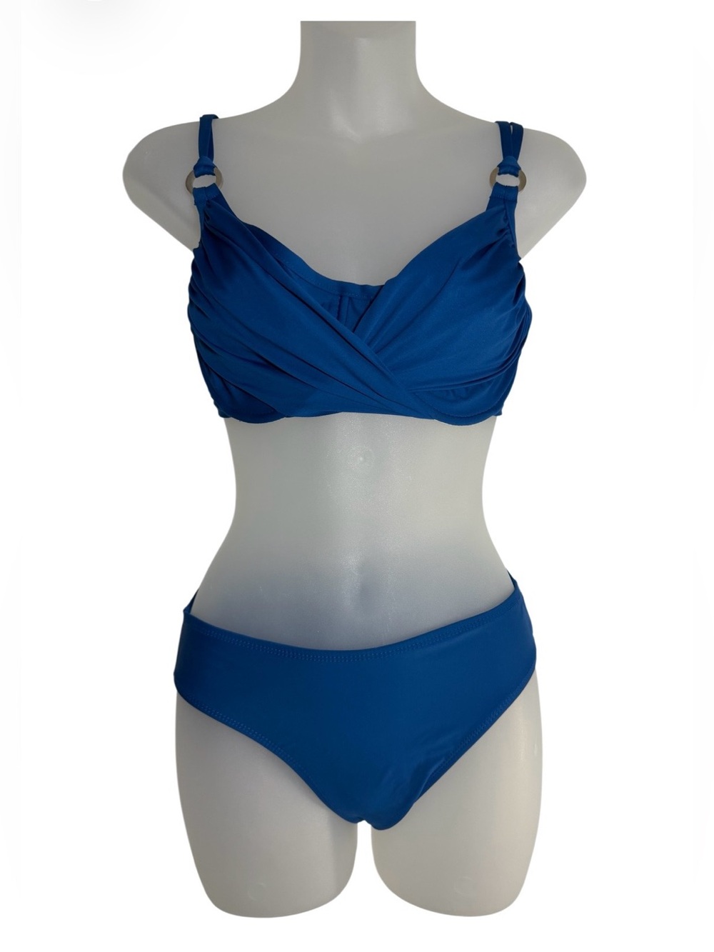 Tara Grinna Blue Twist Front Bikini Set 32-36B Underwire O-Ring Y2-K USA